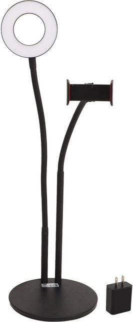 KONNWEI Selfie Ringlicht Schwarz mit Ständer, dimmbare Desktop LED Kreisleuchte mit 3 Farbtemperaturen und USB-C Anschluss - Bild 1