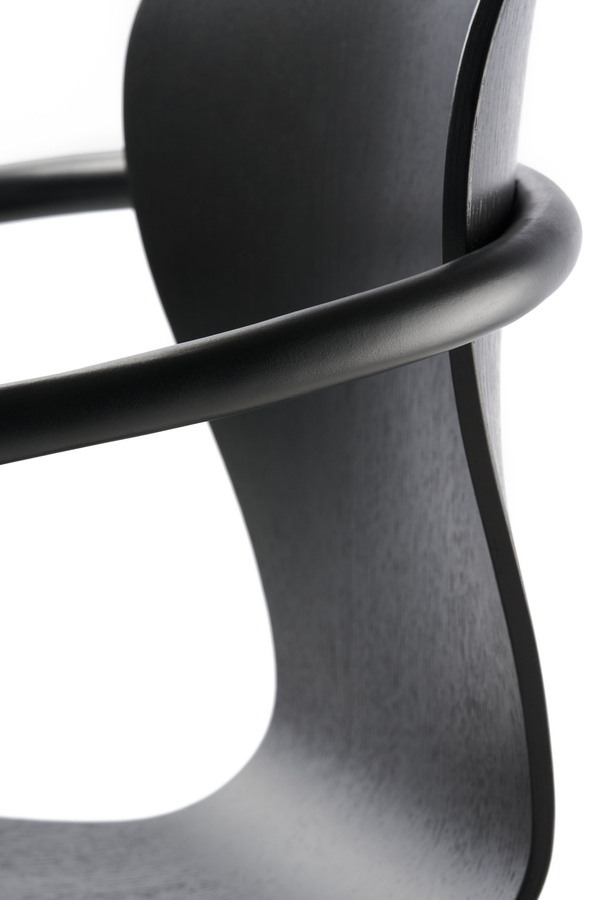 Thonet S 220 Fdrw Drehstuhl mit Armlehnen und Rollen in Schwarz aus Holz - Bild 2
