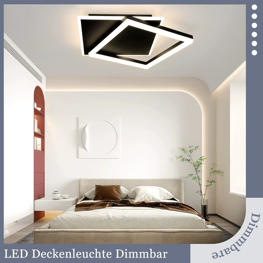 Cliheet 42W LED-Deckenleuchte aus Acryl in Weiß, dimmbar mit Fernbedienung, modernes Kreuz-Quadrat-Design für Wohnzimmer, Schlafzimmer, Küche und Büro - Bild 8
