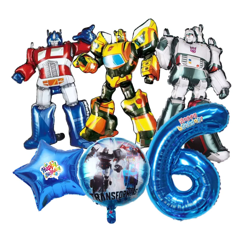6-teiliges TOPTOY Party-Dekorationsset für Kinder mit Optimus Prime und Bumblebee Aluminiumfolienballons in Blau - Bild 2