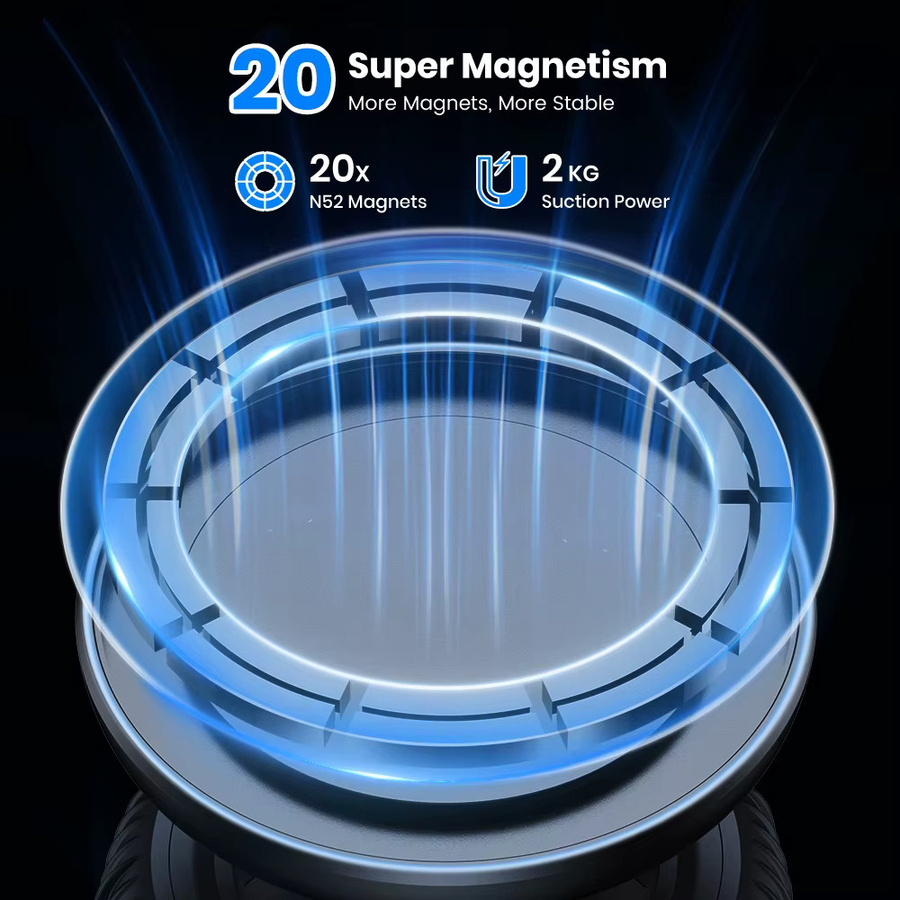 TOPK Magnetische Autohalterung mit 360 Grad Drehung und verstellbarem Multi-Angle Saugnapf, Schwarz - Bild 2
