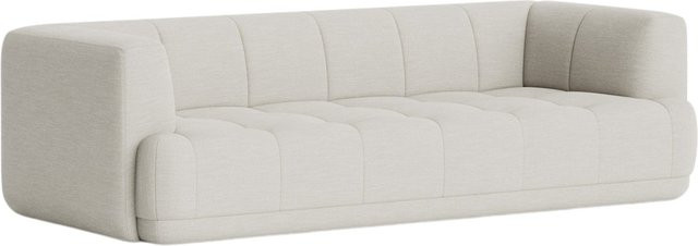 HAY Quilton 3-Sitzer Sofa in Beige mit gesteppter Polsterung und Schaumstofffüllung - Bild 1
