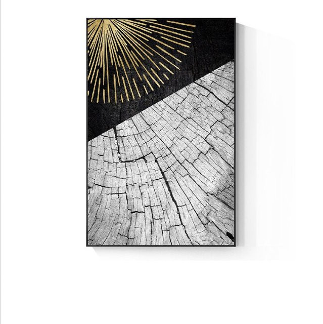 TPFLiving Leinwandbild Nordic Art Abstrakte Formen in Schwarz, Grau und Gold, B: 50 cm, H: 70 cm - Bild 1