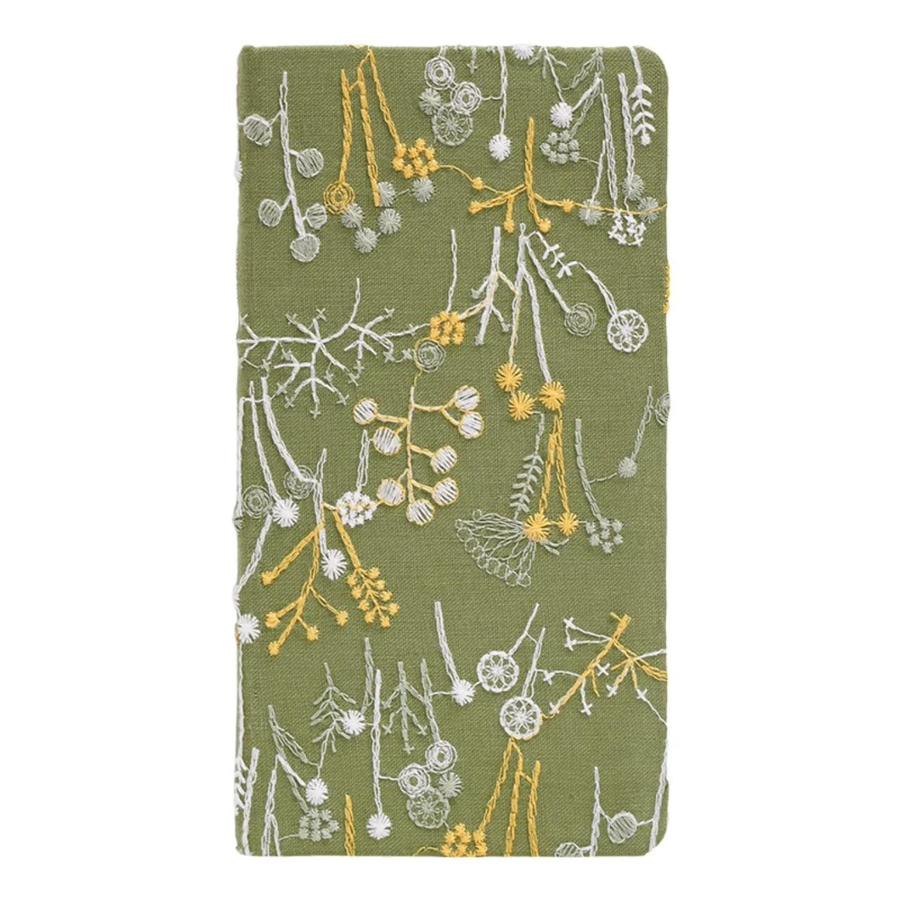 Boho-Chic Taschenjournal mit botanischem Design in Beige, besticktes Hardcover Notizbuch im A6-Format mit leeren Seiten - Bild 2