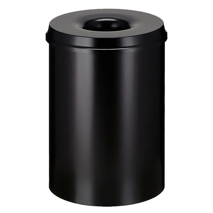 PROREGAL Selbstlöschender Papierkorb und Abfallsammler aus Metall, Schwarz, Volumen: 30 Liter, H x Ø: 47 x 33,5 cm - Bild 2