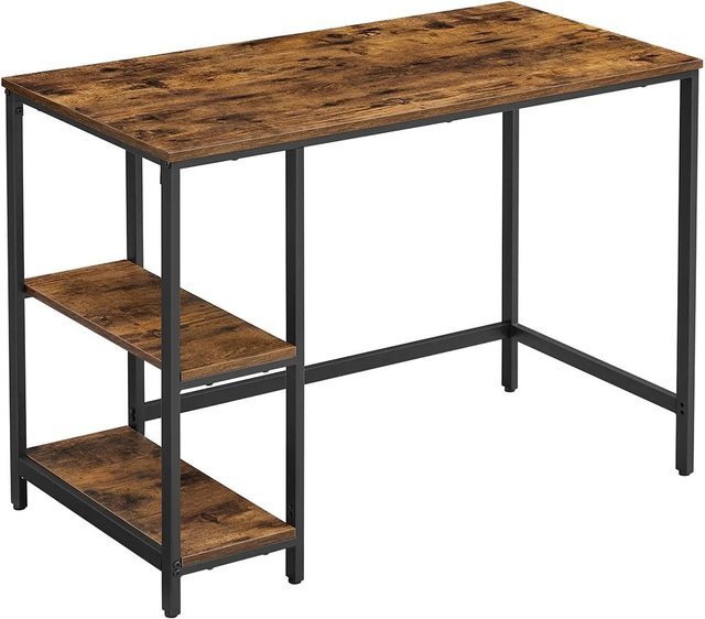 Vasagle Schreibtisch mit 2 Ablagen in Braun-Schwarz, B/T/H: 100 x 50 x 75 cm - Bild 1