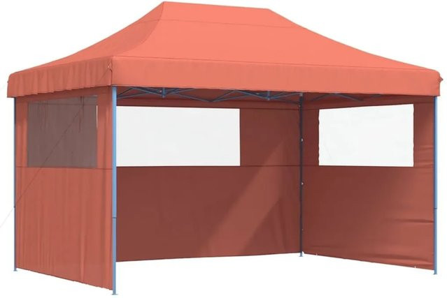 vidaXL Partyzelt Faltbar Pop-Up mit 3 Seitenteilen und transparenten Fenstern in Terrakotta, B: 315 cm, T: 279 cm, H: 279 cm - Bild 1