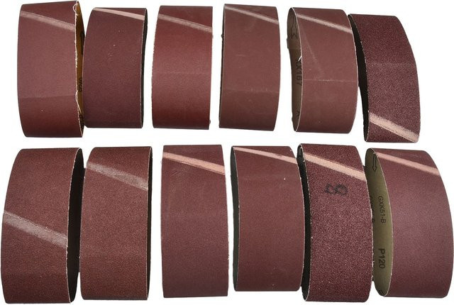 12er Set Schleifbänder für Standard-Bandschleifer, Körnung 60/80/120/150/240/400, Breite: 7,5 cm, Länge: 46,5 cm - Bild 1