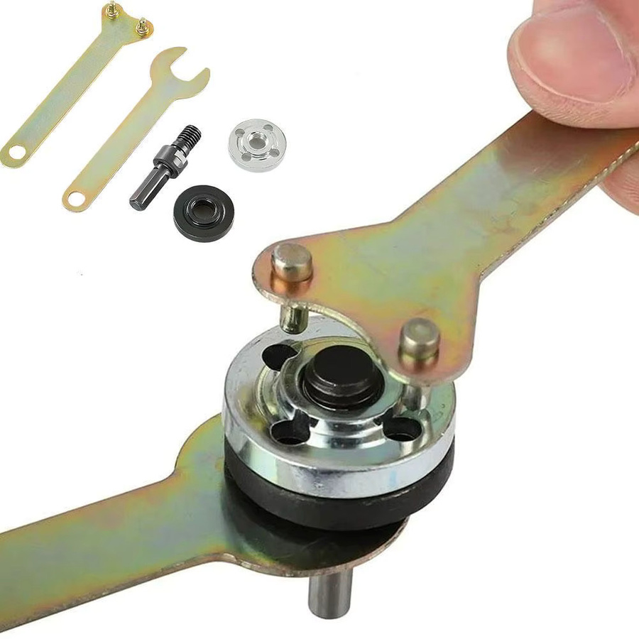 5-teiliges Set Elektrische Bohrer Umwandlung Winkel Adapter mit Trennscheibe und Polierrad in Silber und Weiß - Bild 3