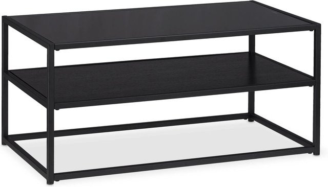 Relaxdays Couchtisch aus Glas und Metall in Schwarz mit 2 Ebenen, B/T/H: 90 x 42 x 50 cm - Bild 1