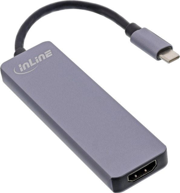 InLine Multifunktions-Hub USB 3.2 Gen.1 mit 2x USB-A 5Gb/s, HDMI 4K/30Hz und Cardreader aus Aluminium in Grau (33271I) - Bild 1