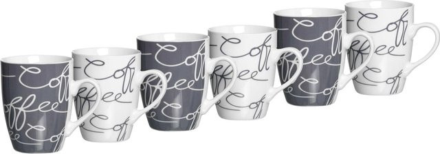 Ritzenhoff & Breker Kaffeebecher Cornello aus Keramik, 6er Set, grau/mehrfarbig, 250 ml - Bild 1