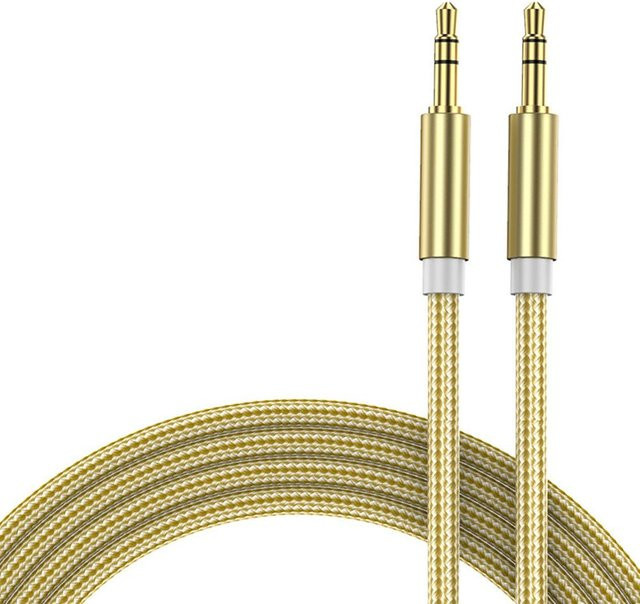 Hongjie3C Aux Kabel 3,5 mm Klinke auf 3,5 mm Klinke Stecker in Gold, 1 m Länge - Bild 1