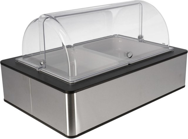 VEGA Buffetvitrine Fundale hoch in Weiß und Anthrazit mit Melamin und Edelstahl, B/T/H: 63 x 42,5 x 33,9 cm - Bild 1