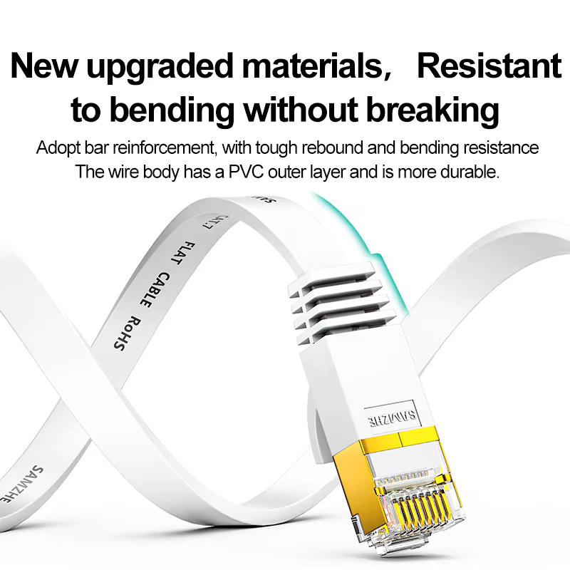 SAMZHE Cat 7 Ethernet-Patchkabel RJ45 LAN-Kabel in Weiß mit 10 Gbps High-Speed und 600 MHz STP - Bild 3