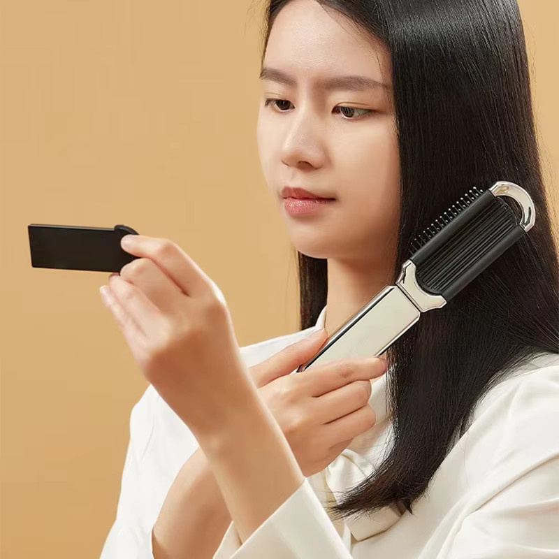 Haarkamm mit Spiegel, Reise-Haarbürste für Damen, antistatisch - Bild 3