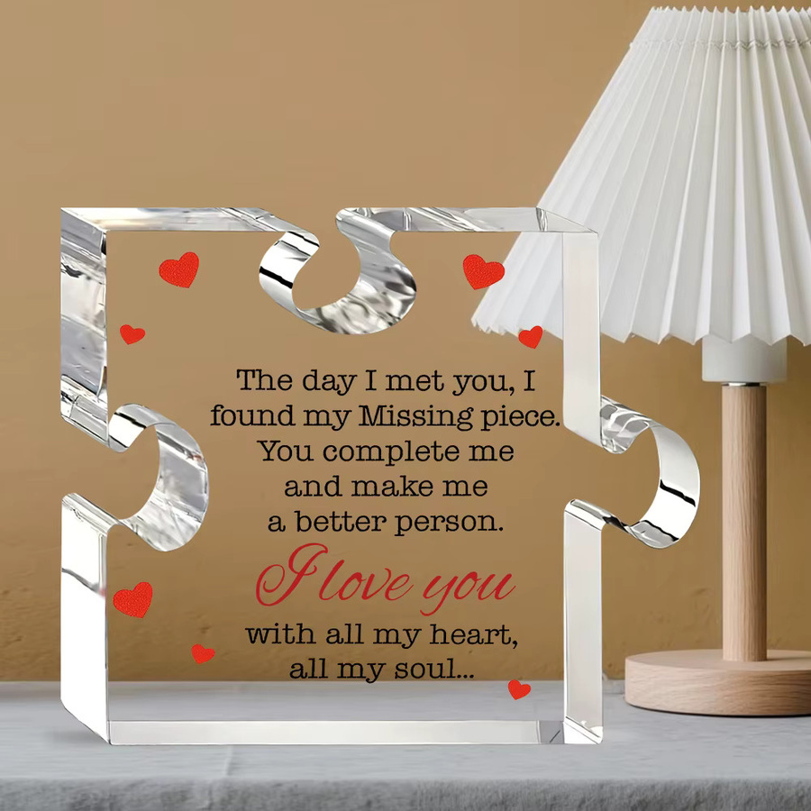 CIFBUY Acryl-Puzzleteil Ich Liebe Dich Schild in Transparent und Grau als romantisches Geschenk und moderne Tischdekoration - Bild 2