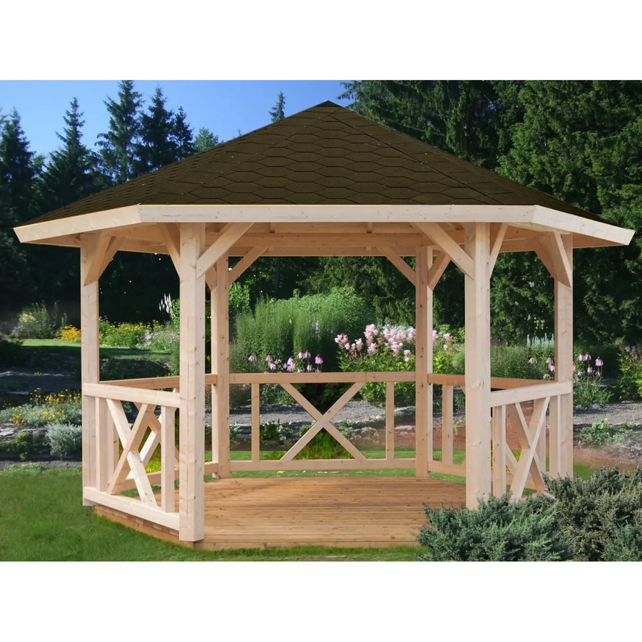 Palmako Holz-Pavillon Betty aus imprägniertem Fichtenholz in Grau, B/B/H: 337 x 337 x 250 cm - Bild 2