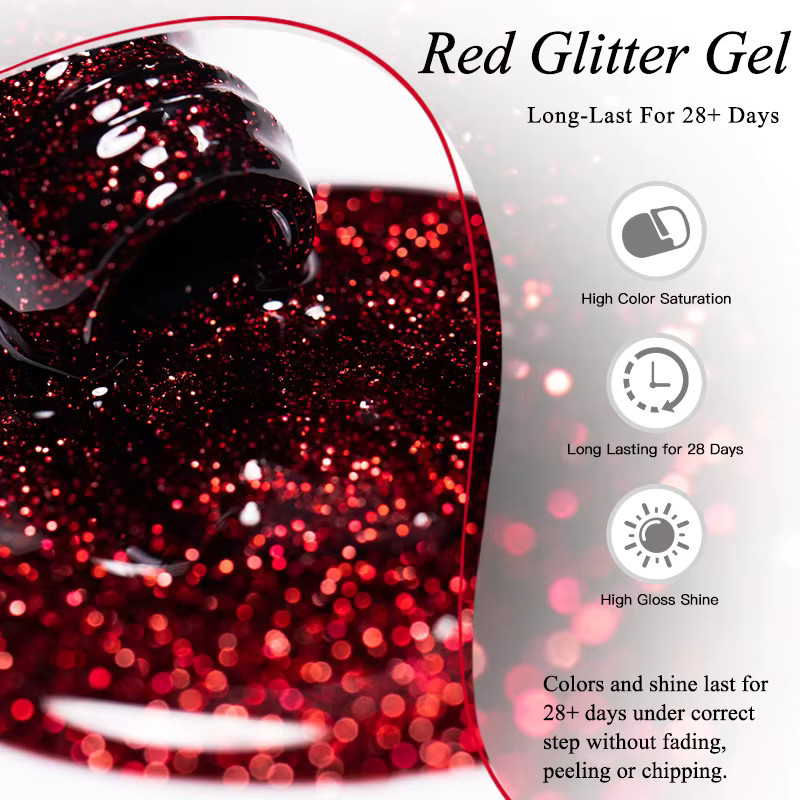 MEET ACROSS Nagellack, Rot, Glitter, Glänzend, 7 ml - Bild 5