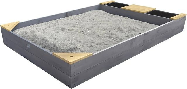 AXI Sandkasten Kelly aus Hemlock-Holz mit Bank in Grau Braun, B/T/H: 115 x 21,8 x 180 cm - Bild 1