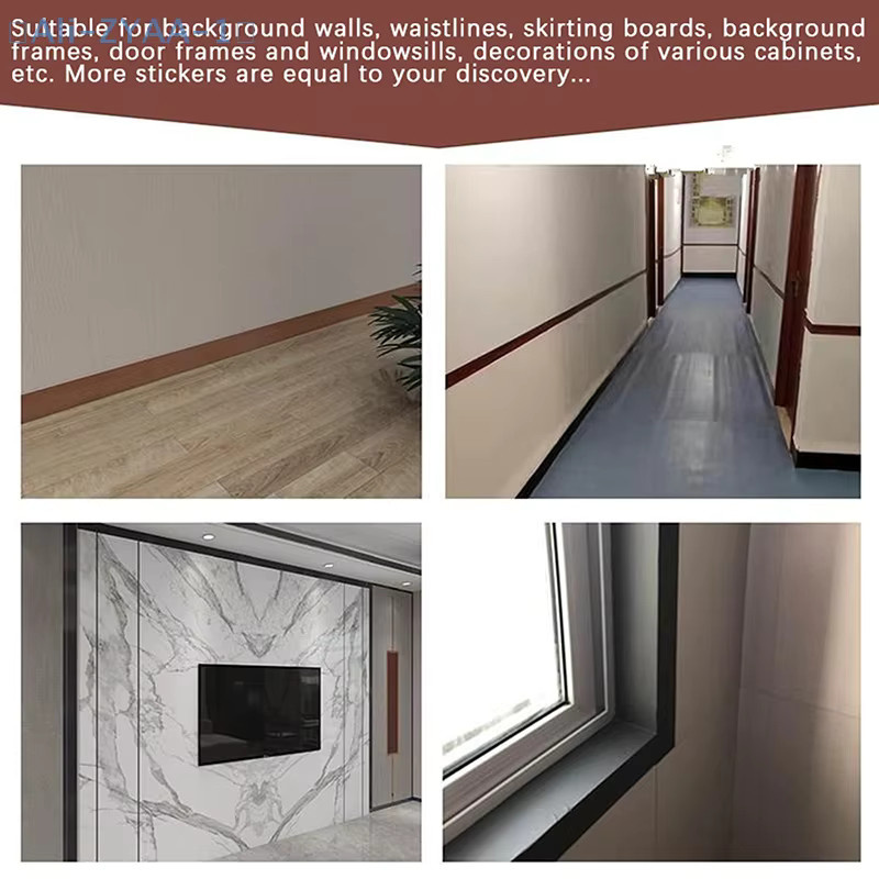 JETTING Selbstklebende PVC-Fußleiste in Holzoptik, wasserfeste Wandrand-Tapete für das Wohnzimmer, Farbe: Weiß - Bild 4