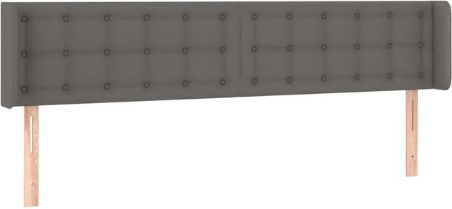 vidaXL LED Kopfteil Grau aus Kunstleder mit USB-Ladeport und integrierter Beleuchtung, B/T/H: 203 x 16 x 78/88 cm - Bild 1