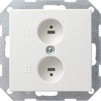 Gira Stereo-Steckdose System55 mit Schraubklemmen für Lautsprecheranschluss in Weiß - Bild 1