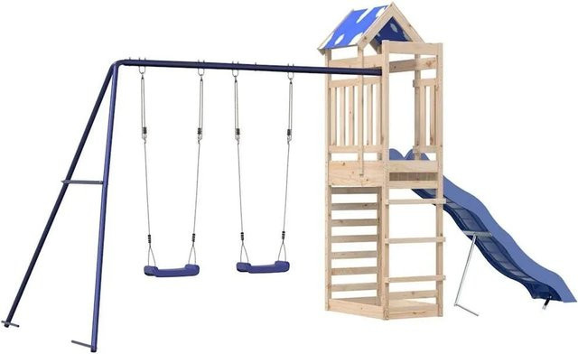 vidaXL Spielturm aus Massivholz Kiefer in Blau und Mehrfarbig - Bild 1