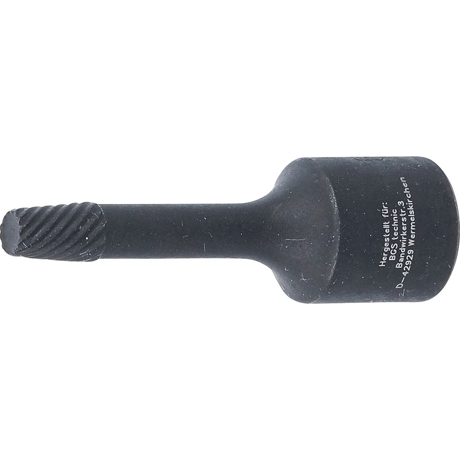 BGS Spiral-Profil-Steckschlüssel-Einsatz Schraubenausdreher aus Chrom-Molybdänstahl, Antrieb Innenvierkant 10 mm (3/8 Zoll), Größe 6 mm, Schwarz - Bild 2