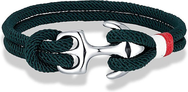 Armband Doppelstrang-Ankerarmband, Edelstahl, grün, 23 cm, Unisex - Bild 1
