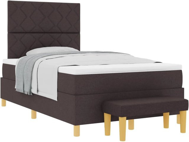 vidaXL Boxspringbett mit Matratze in Dunkelbraun, Stoff, B/T/H: 120 x 200 x 128 cm - Bild 1