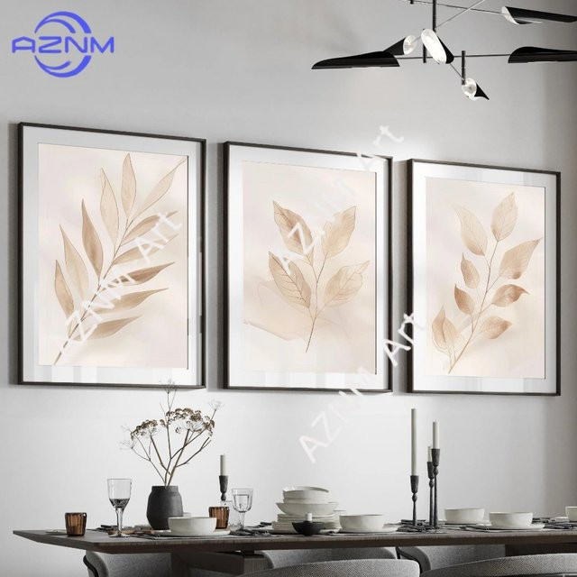 AZNM Botanische Wanddrucke Set, Beige Minimalistische Floral Kunst für Wohnzimmer und Schlafzimmer - Bild 1
