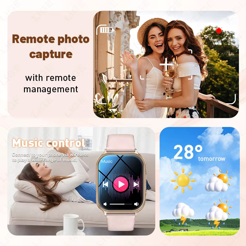 LIGE Smartwatch für Damen und Herren in Schwarz mit 1,83 Zoll Display, Bluetooth-Anruf, Herzfrequenz- und Schlafüberwachung, wasserdicht und rechteckiges Design - Bild 5