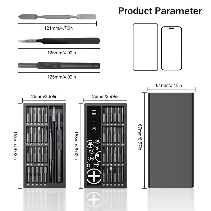 Galacok 50-in-1 Präzisions-Schraubendreher-Set mit S2-Bits in Schwarz, magnetisches Reparaturwerkzeug für iPhone, Brille, Kamera, Uhren und PC - Bild 4