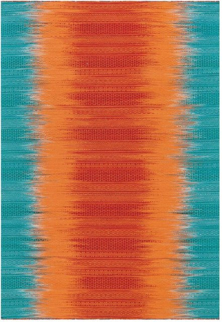 Arte Espina Outdoorteppich Sunset 8070 handgemachter Wollteppich blau orange B/L: 90 x 160 cm - Bild 1