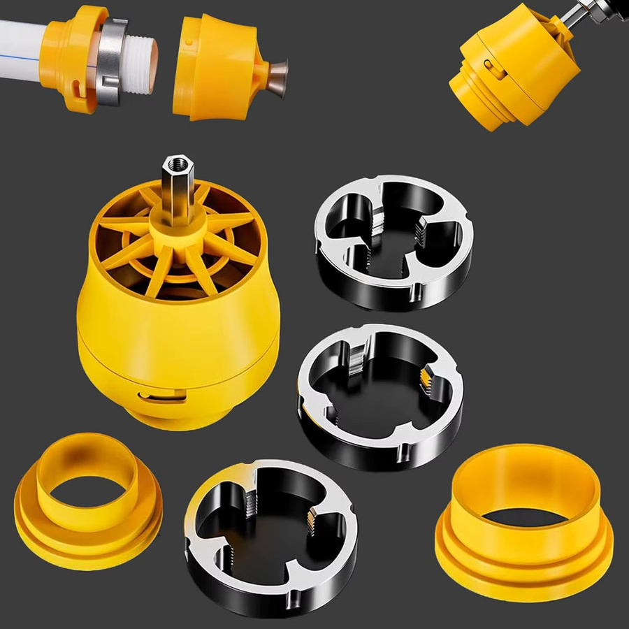 NIUXIANG PVC-Rohreinfädler-Set für elektrische Bohrmaschinen mit Matrizengrößen 1/2 Zoll, 3/4 Zoll und 1 Zoll für interne und externe Anwendungen - Bild 1