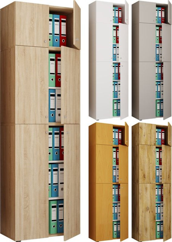 VCM Büroschrank Lona in Eiche, moderner Aktenschrank mit 5 Fächern und Aufsatz, braun, B/T/H: 70 x 39 x 223 cm - Bild 5