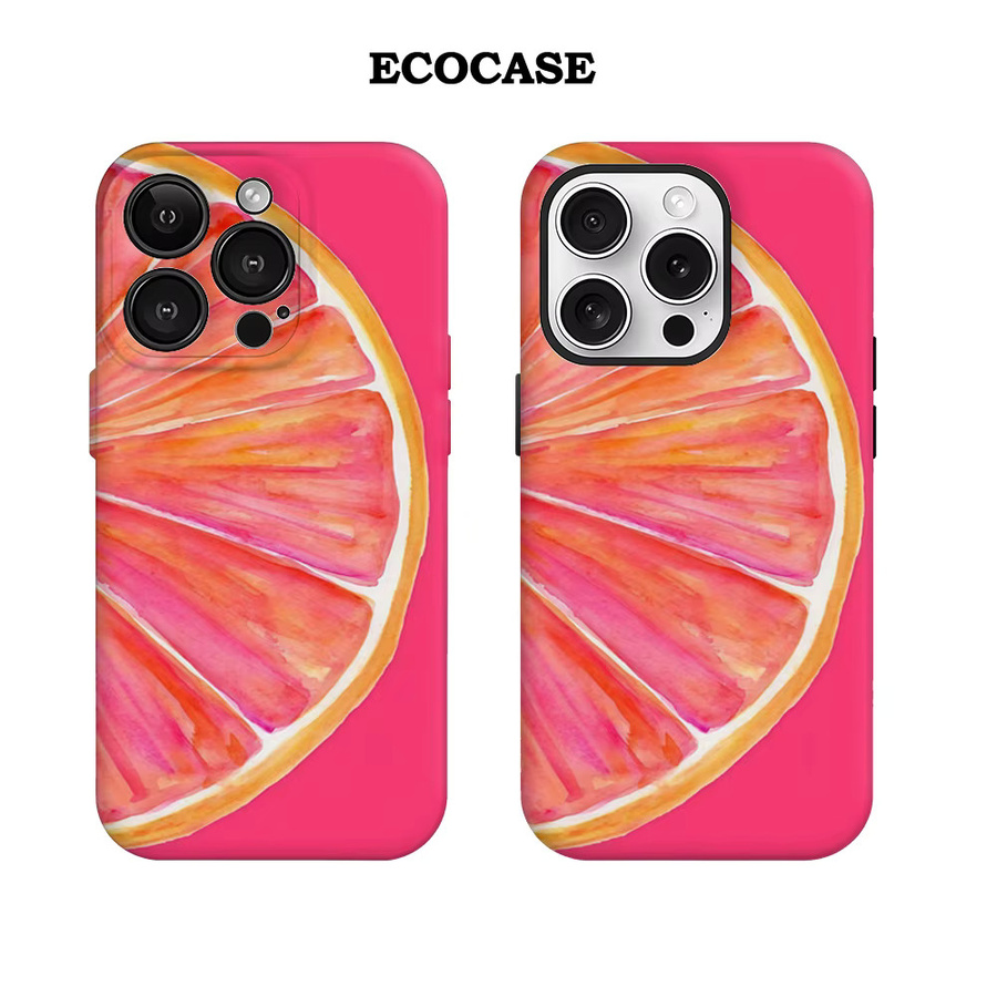 Aquarell-Grapefruit-Scheibe Handyhülle für Apple iPhone 17 16 15 14 13 12 11 Pro Max Plus mit doppelschichtiger Rückseite in Pink - Bild 2