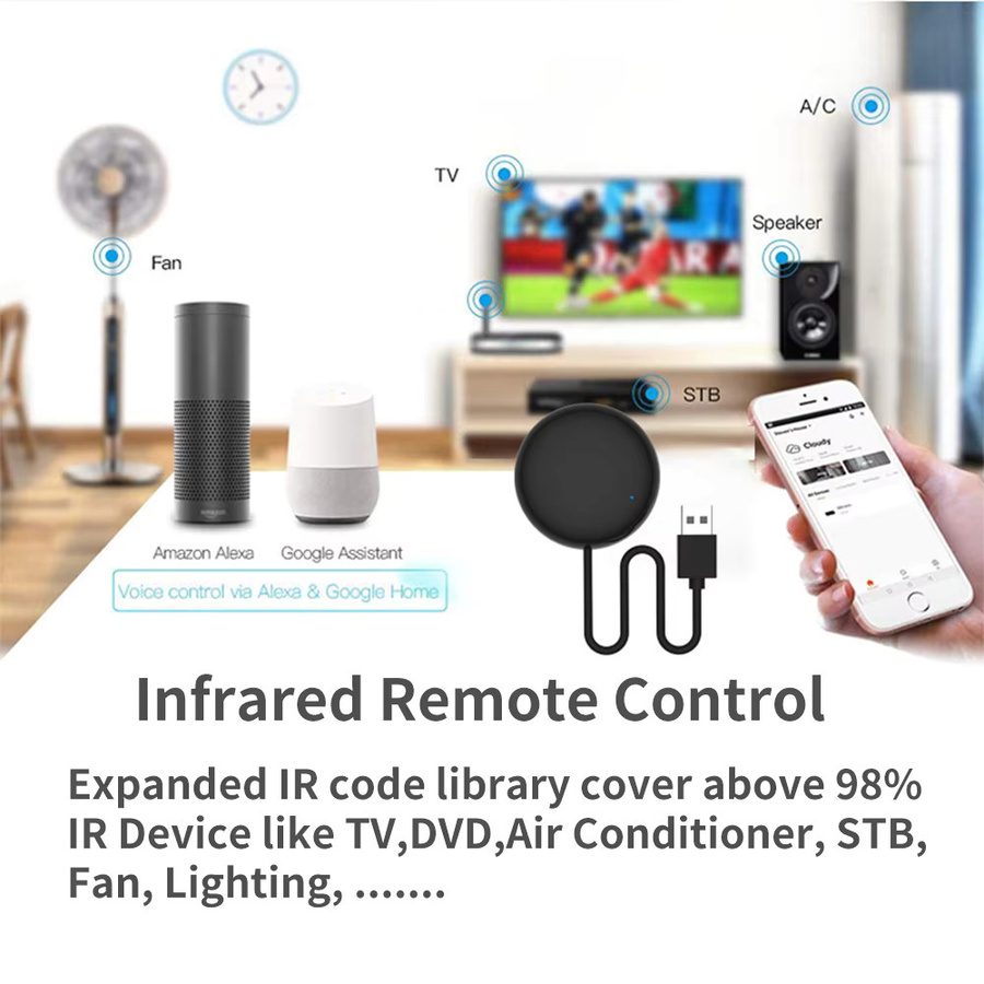 Tuya WiFi Smart IR-Fernbedienung in Schwarz zur universellen Steuerung von TV und DVD, kompatibel mit Alexa und Google Home via Tuya Smart Life - Bild 4