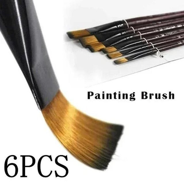 Professionelles 6-teiliges Künstlerpinsel-Set aus Nylon und Wolle für Acryl, Öl und Aquarell - Bild 1