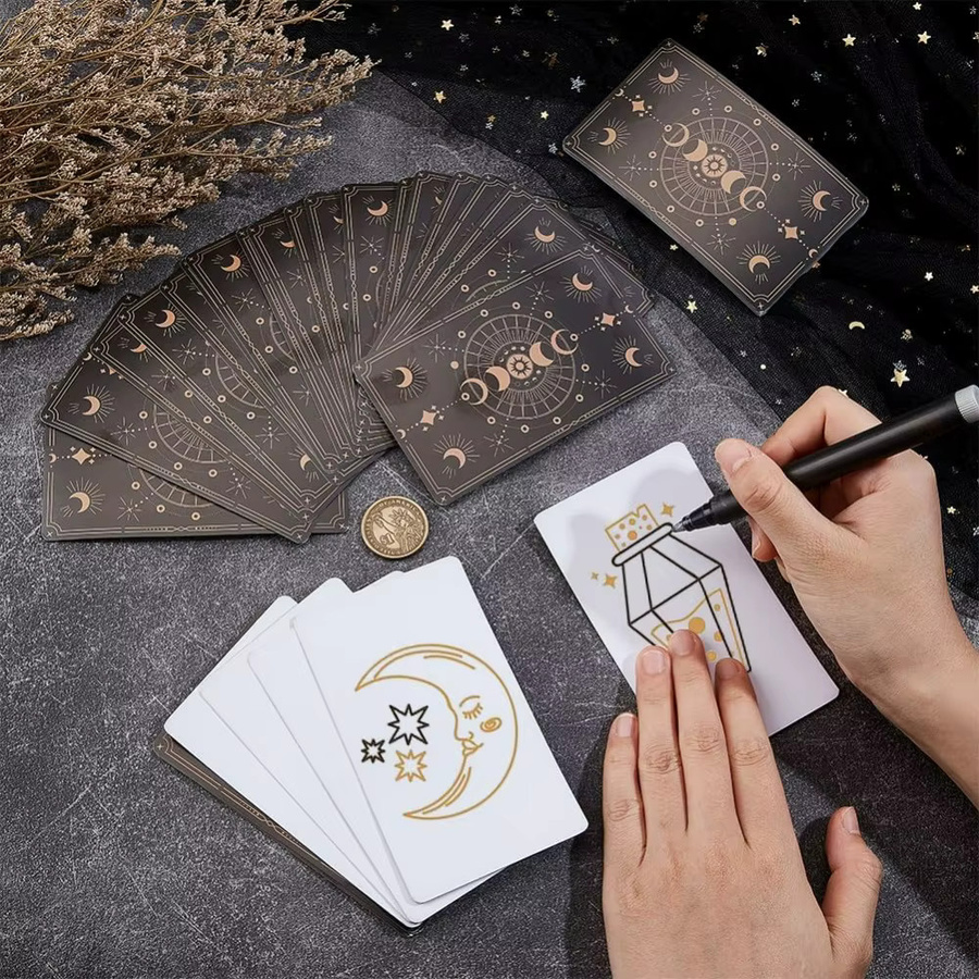 100 Stück leere Tarotkarten mit Design auf der Rückseite zum Beschriften, Breite: 6,9 cm, Höhe: 11,8 cm - Bild 3