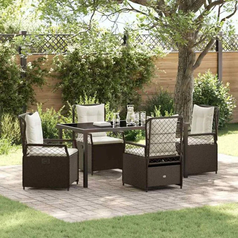 vidaXL Gartenmöbel-Set aus Polyrattan und Stahl, 5-teilige Essgruppe in Braun - Bild 1
