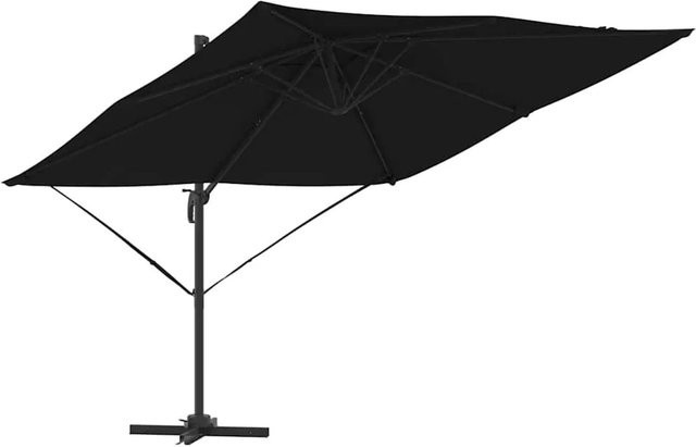 vidaXL Roma Schirm mit Standfuß Schwarz, B/T/H: 286 x 284 x 265 cm, aus Aluminium und Polyester - Bild 1