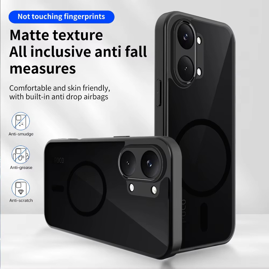 Magnetische Handyhülle für Xiaomi Poco X8 Pro / Poco X8 Pro Max, mattschwarz, stoßfeste Rückseite und kabelloses Laden - Bild 5