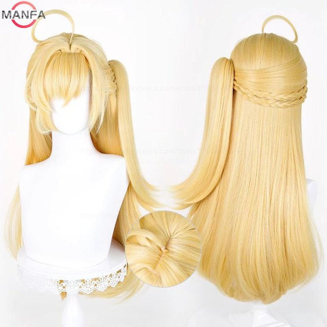 Cissia Cosplay Perücke, langes goldenes Haar, hitzebeständig, synthetisch, beige, Unisex - Bild 1