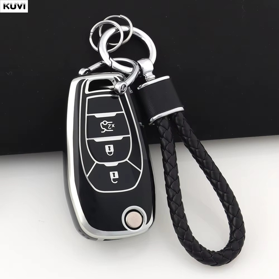 Kuvi TPU Auto Flip Schlüsselhülle in Schwarz für Chevrolet Spin, Cobalt, Cruze, Captiva und Onix - Bild 2