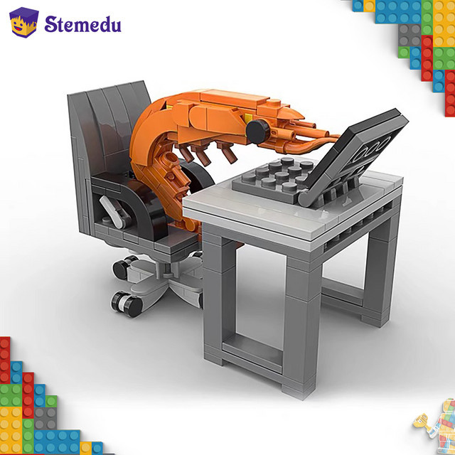 stemedu MOC Garnelen Bausteine Set Orange – Kreatives Puzzle Modell Meerestiere aus Kunststoff für Erwachsene und Kinder - Bild 1
