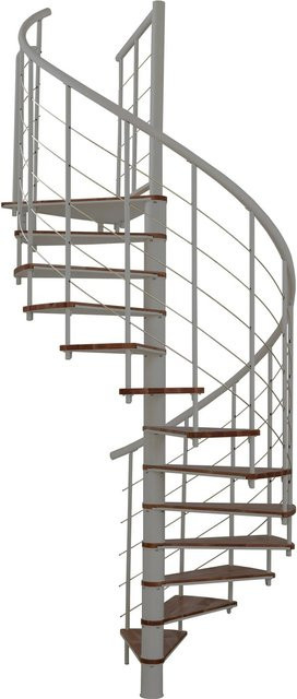 Minka Spindeltreppe Fusion Spiraltreppe aus Holz und Stahl in Walnuss-Grau Durchmesser: 120 cm, Raumhöhe bis 295 cm - Bild 1