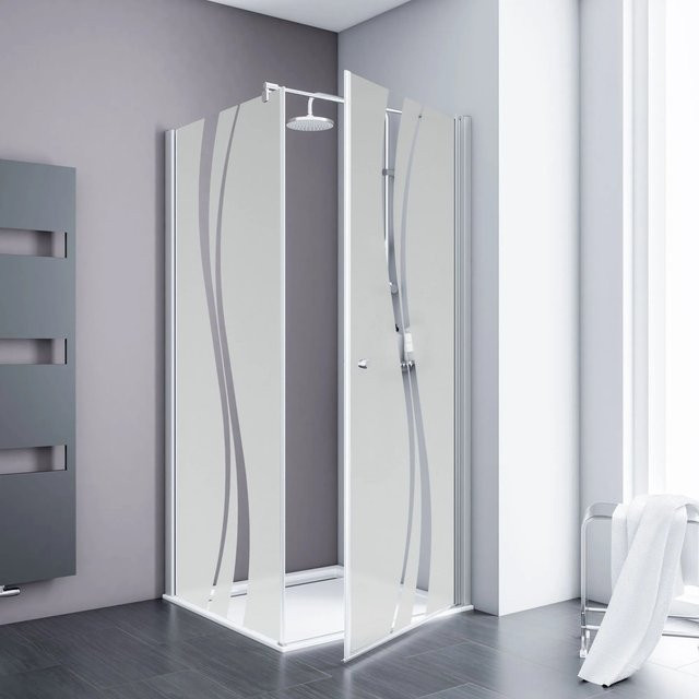 Schulte ExpressPlus Drehtür Seitenwand AlexaStyle2.0 Dekor Liane, Glas transparent/silber, Breite: 80 cm, Höhe: 192 cm - Bild 1