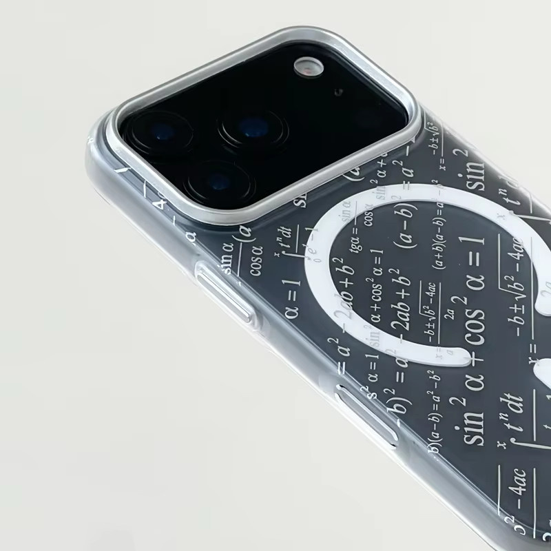Apple MagSafe Schutzhülle mit mathematischem Formel-Design für iPhone 17 Pro Max, 16, 15, 14 in Orange, matt und transparent - Bild 3
